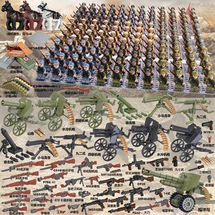 小日子兵人兼容乐高军事积木人仔二战八路军团长津湖美军士兵小人