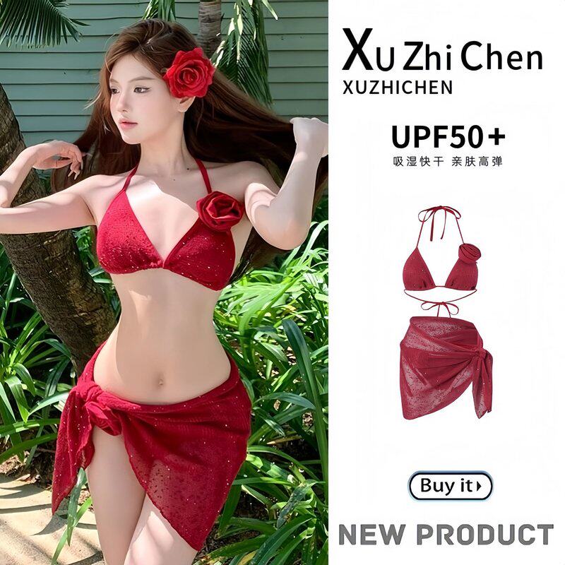 泡私汤泳衣女2026新款性感比基尼分体三件套裙式性感纯欲泡温泉立