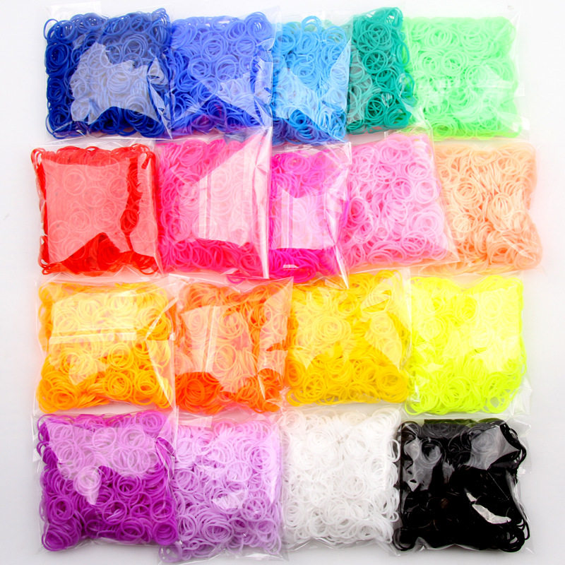彩虹皮筋38色散装橡皮筋600根diy儿童手链手工材料包皮彩虹筋编织