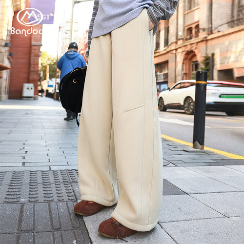 半度闲女童加绒加厚运动长裤