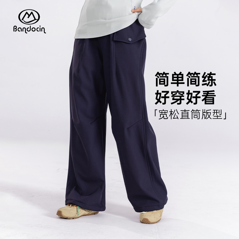 半度闲女童工装加绒裤洋气秋冬装25新款女孩冬季加厚奥粒运动长裤