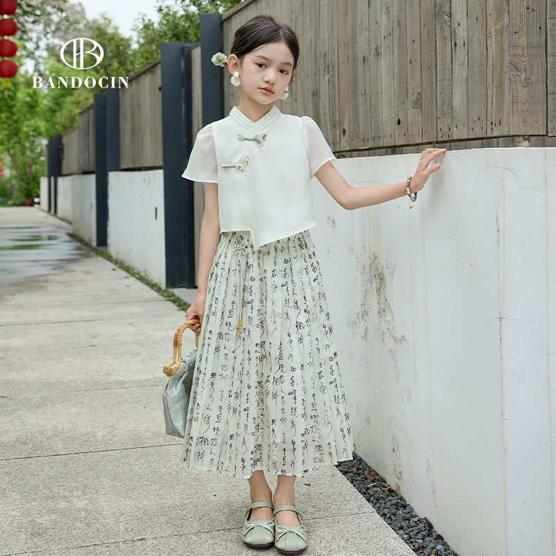 亲子女童汉服套装夏装洋气国风2025新款儿童夏季新中式唐装连衣裙