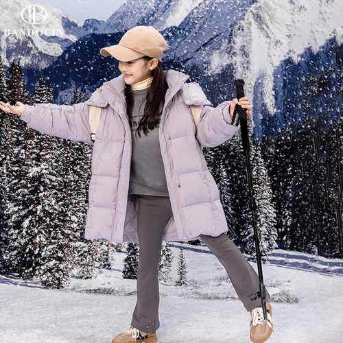 女童红色羽绒服年装中长款外套