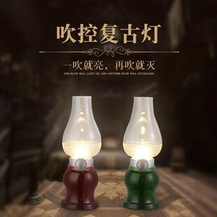 创意复古吹控灯led怀旧煤油灯调光usb供电led小夜灯可调光