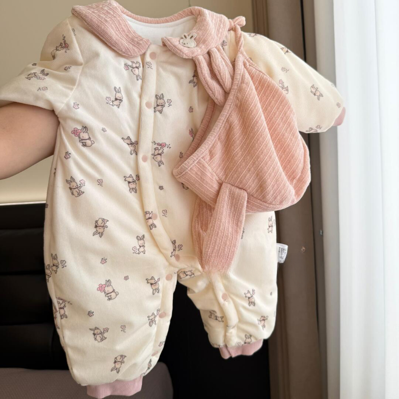 婴儿连体衣保暖夹棉哈衣爬服a类