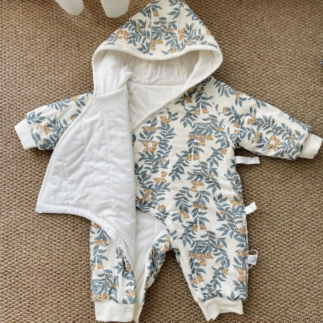 婴儿连体衣140克冬季加厚纯棉潮