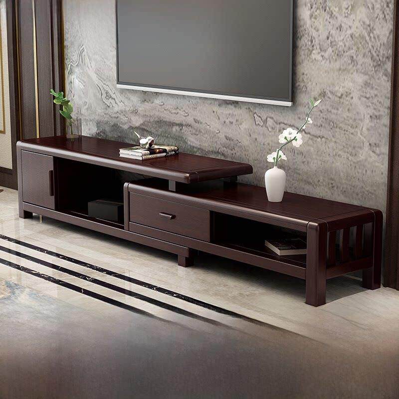 实木电视柜客厅新中式小户型现代伸缩柜卧室储物地柜影视柜茶几柜