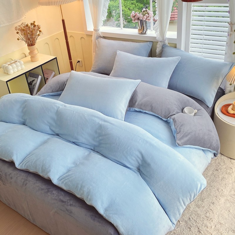 奥若拉简约牛奶绒四件套冬季加厚保暖床品套件丁香紫粉色,床上用品,床品套件/四件套/多件套,淘宝优惠券,粉丝福利购,淘宝优惠卷