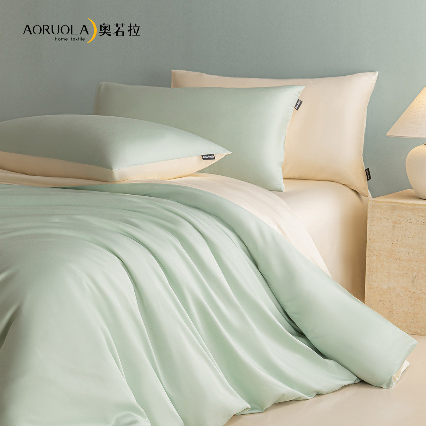 奥若拉A类长绒棉100支贡缎四件套纯棉全棉床单被套床笠床上用品