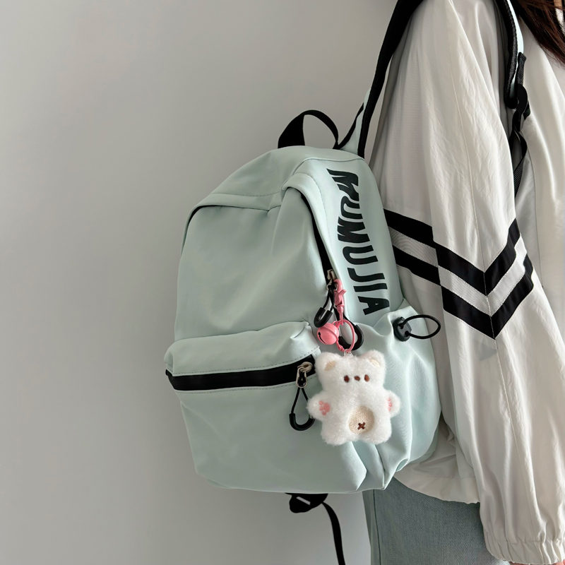 轻便纯色双肩包少女书包电脑背包