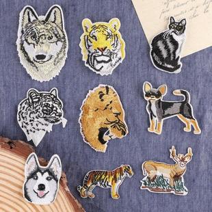 配件电脑哈士奇饰品猛兽虎狼布贴胸章徽章绣花老布标绣花章仔刺绣