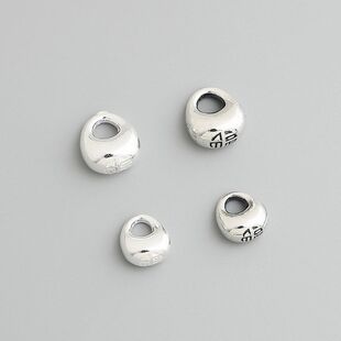 配件S925光面项链福字秤砣吊坠纯银手串挂件称心如意实心编绳DIY