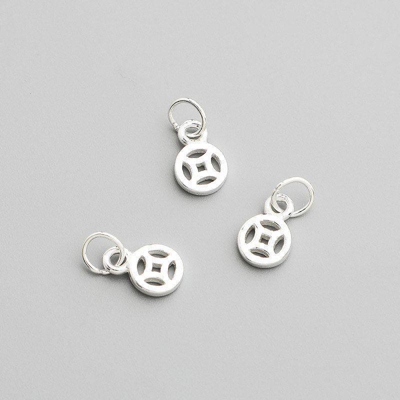 挂件水晶项链编绳s925手工吊坠串珠纯银首饰配件铜钱坠子DIY手链,饰品/流行首饰/时尚饰品新,其他DIY饰品配件,淘宝优惠券,粉丝福利购,淘宝优惠卷