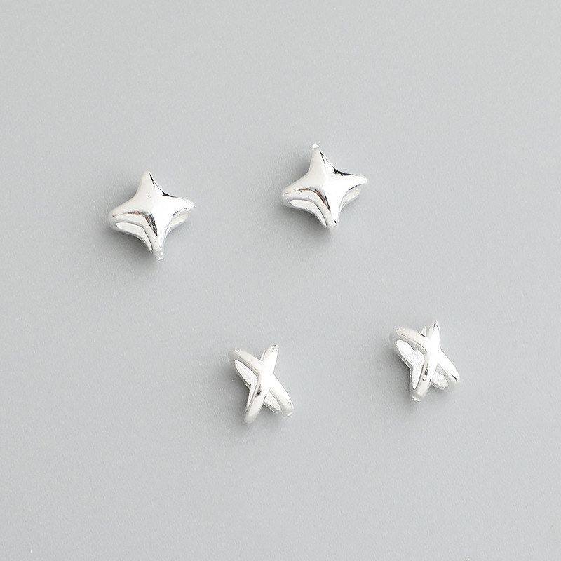 隔珠四通十字星S925散珠手链手工纯银材料串珠配件DIY项链星星,饰品/流行首饰/时尚饰品新,其他DIY饰品配件,淘宝优惠券,粉丝福利购,淘宝优惠卷