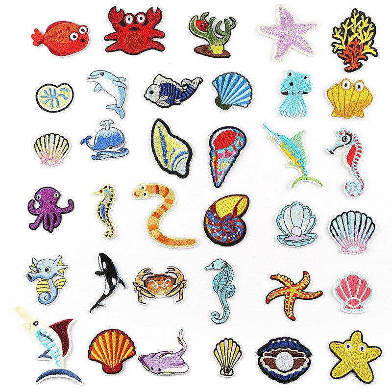 童装卡通刺绣配件箱包动物鱼手账辅料布贴补丁贴海鲜饰品贝壳背胶,居家布艺,布贴,淘宝优惠券,粉丝福利购,淘宝优惠卷