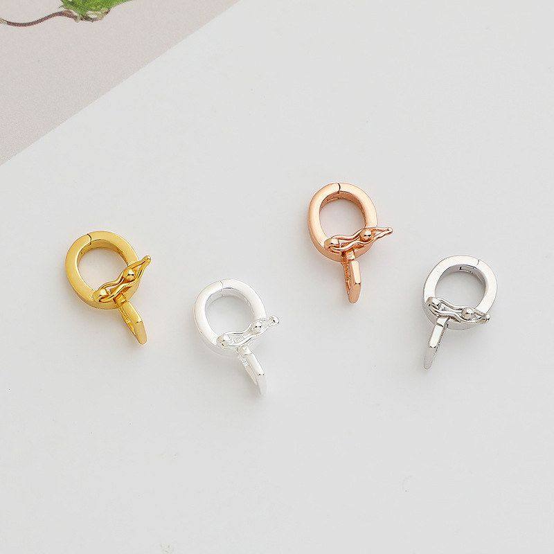 挂件扣圆扣子吊坠精工S925夹扣纯银翡翠DIY扣配件扣头水晶玉坠,饰品/流行首饰/时尚饰品新,其他DIY饰品配件,淘宝优惠券,粉丝福利购,淘宝优惠卷