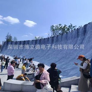 數(shù)控水幕墻網(wǎng)紅景點瀑布鵝卵石瀑布石頭流水墻人工瀑布 迪拜同款
