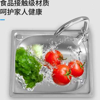 加厚不锈钢洗菜盆单槽带支架厨房洗涤槽洗碗池水槽大单盆简易架子
