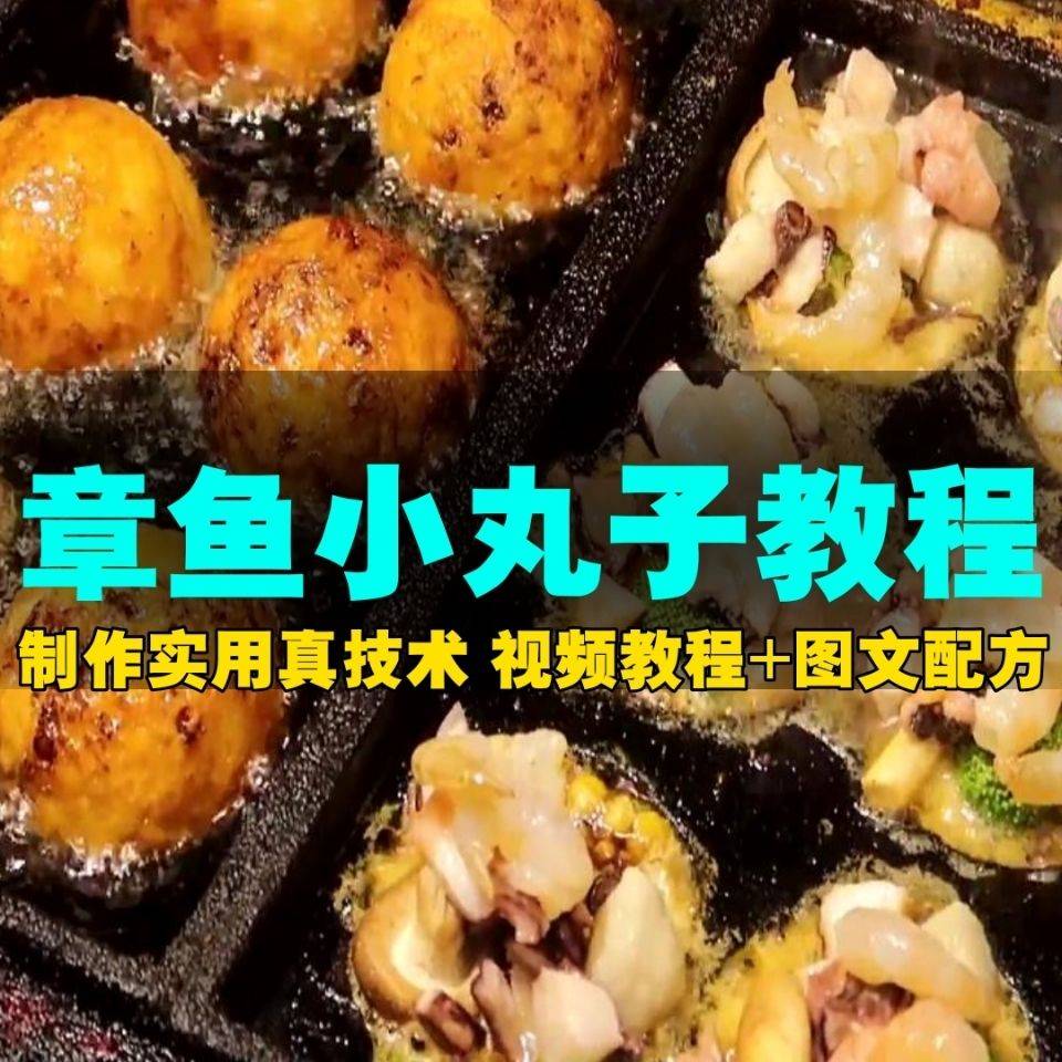 正宗章鱼小丸子技术配方美食 街边小吃特色加盟餐饮视频做法教程