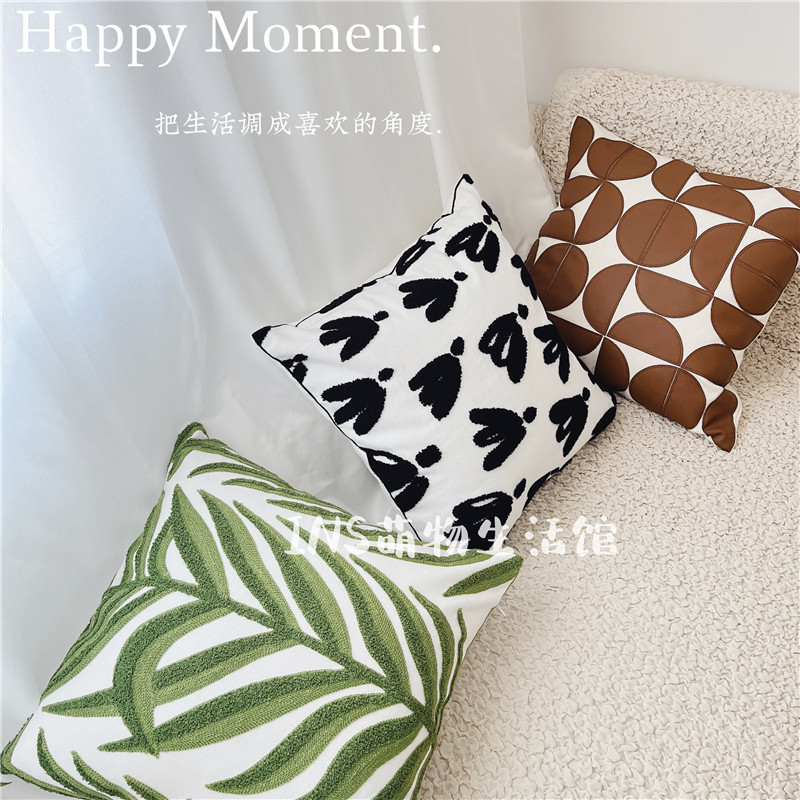 抱枕简约现代轻奢可拆洗枕套客厅沙发高端卧室酒店靠枕皮质方枕