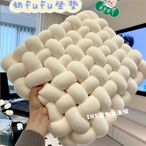 手工麻花编织坐垫靠垫椅垫北欧
