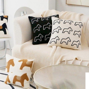 北欧可爱卡通简约小马动物儿童客厅沙发床上样板间民宿抱枕套靠枕