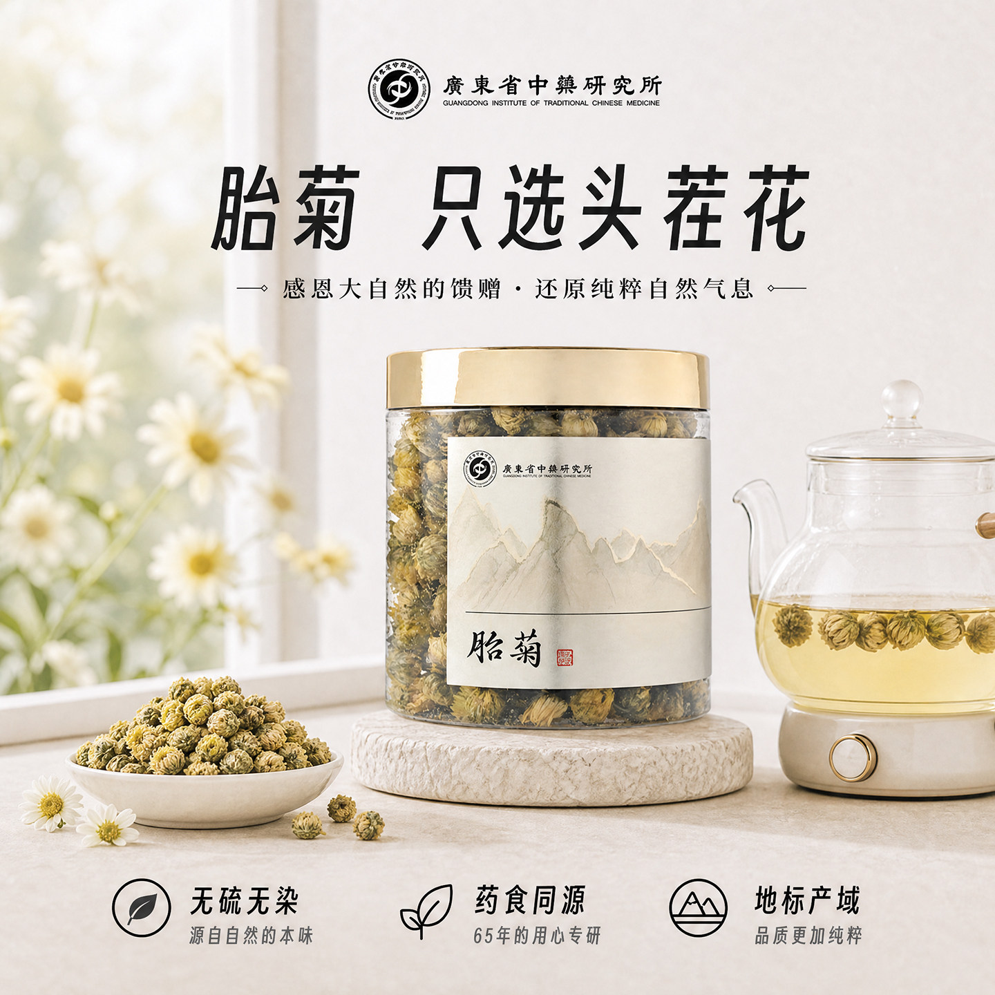 广东省中药研究所浙江菊花茶胎菊杭白菊凉茶叶搭配金银花枸杞泡水
