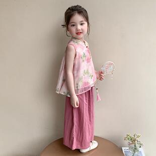 女童百搭新款时尚洋气休闲夏装网红韩版儿童时髦两件套国风套装潮