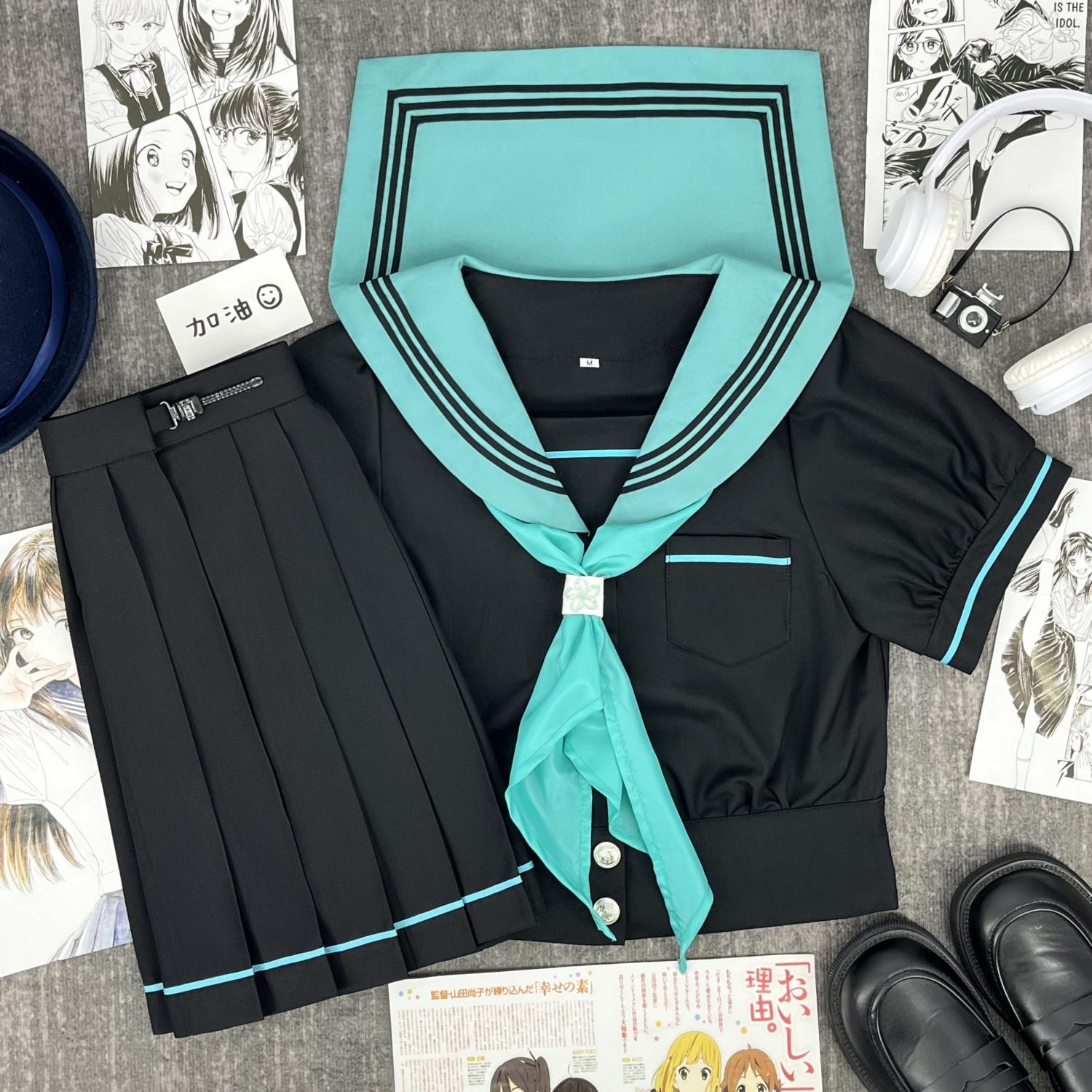 樱奈家原创JK制服日系初音收腰泡泡袖水手服学院风中间服班服套装