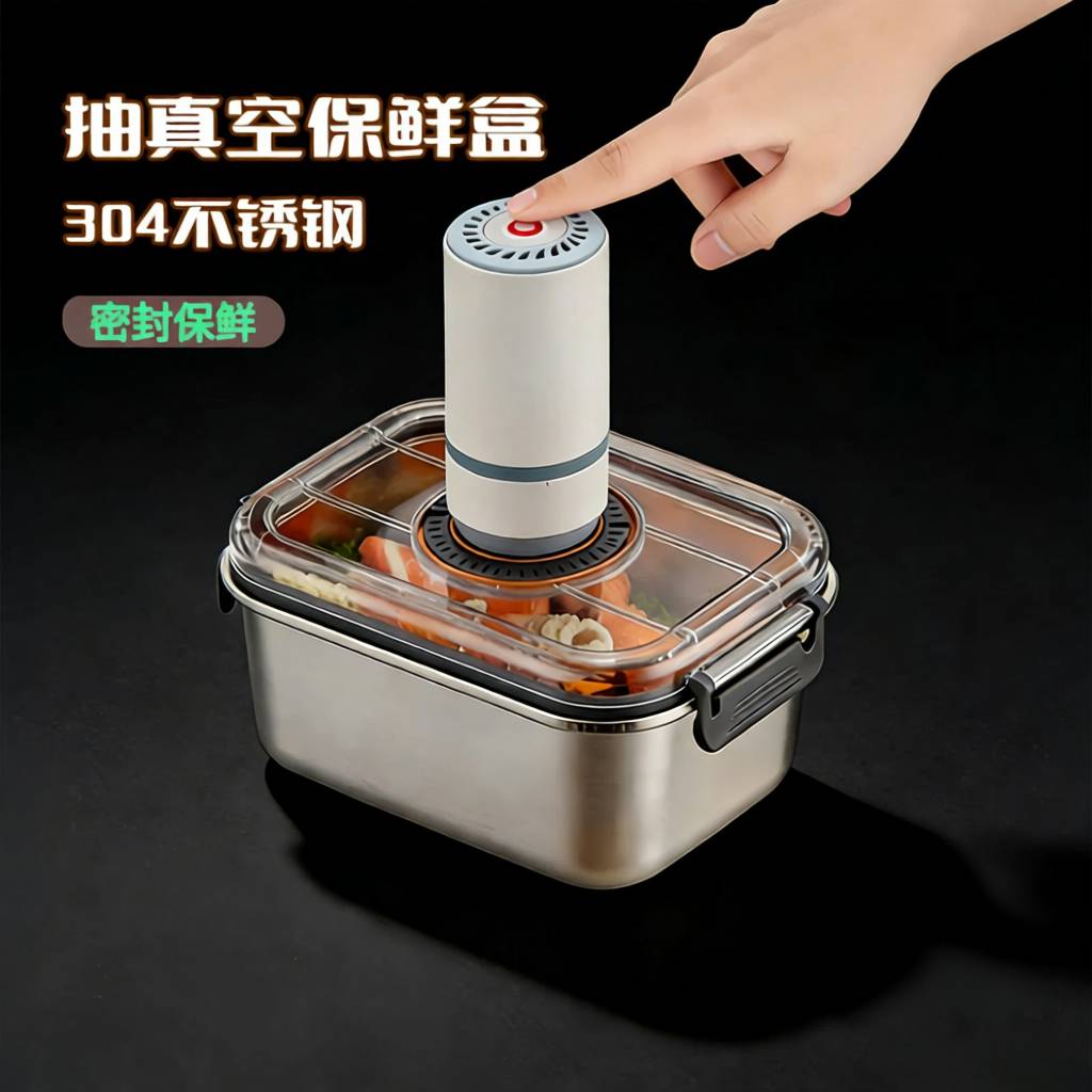 抽真空不锈钢保鲜盒304食品级