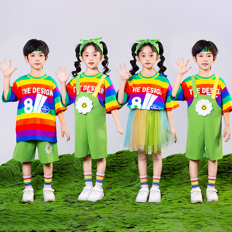 六一演出服短袖套装潮服套装小学生运动会啦啦队表演服