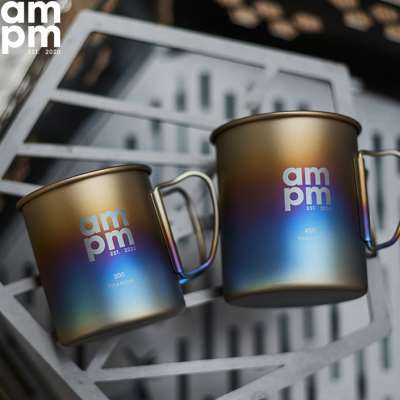 ampm全日营陈伟霆同款折叠水杯户外露营杯子手工烧制钛杯单层杯