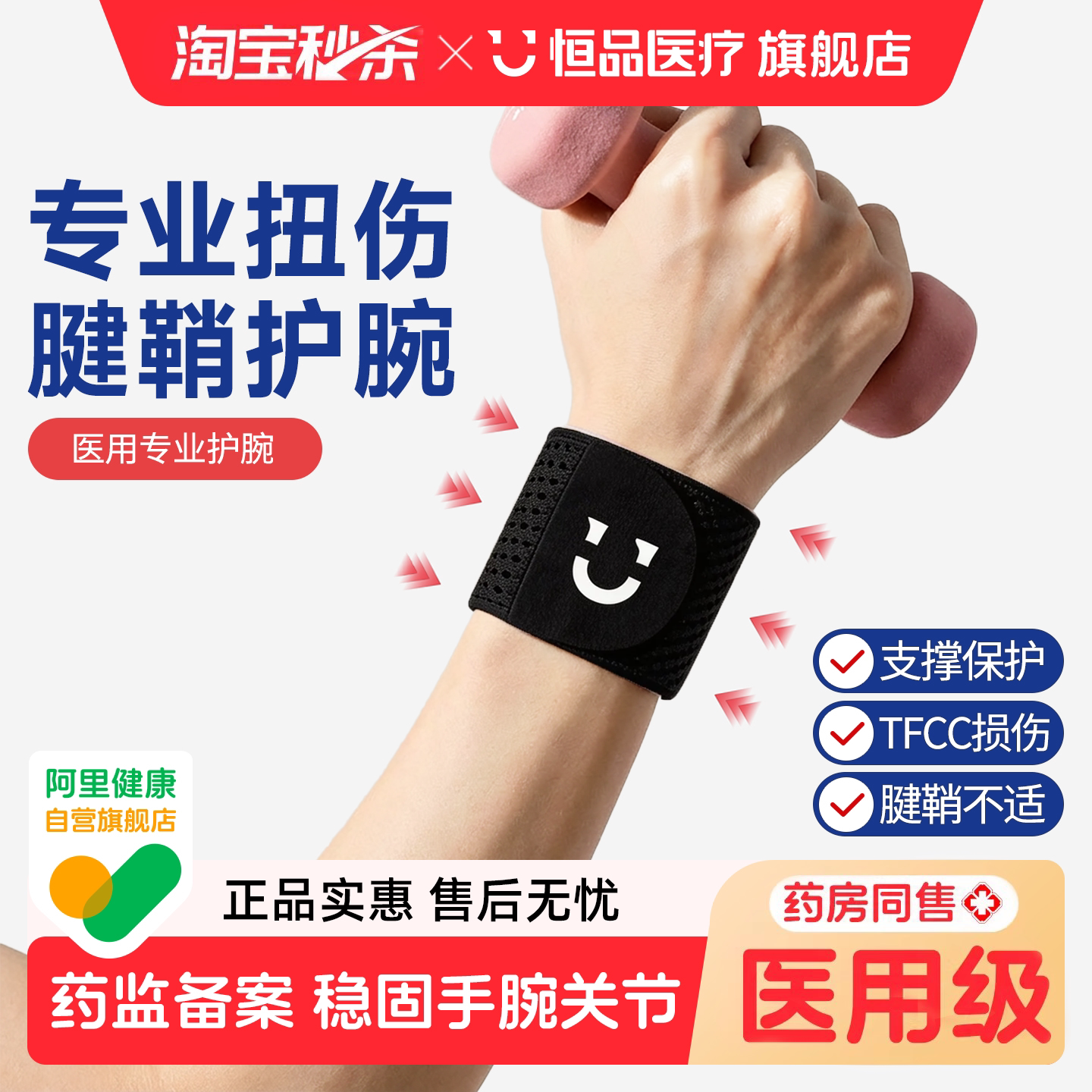 医用级护腕手腕腱鞘炎男女款扭伤手腕劳损透气运动健身羽毛球护腕