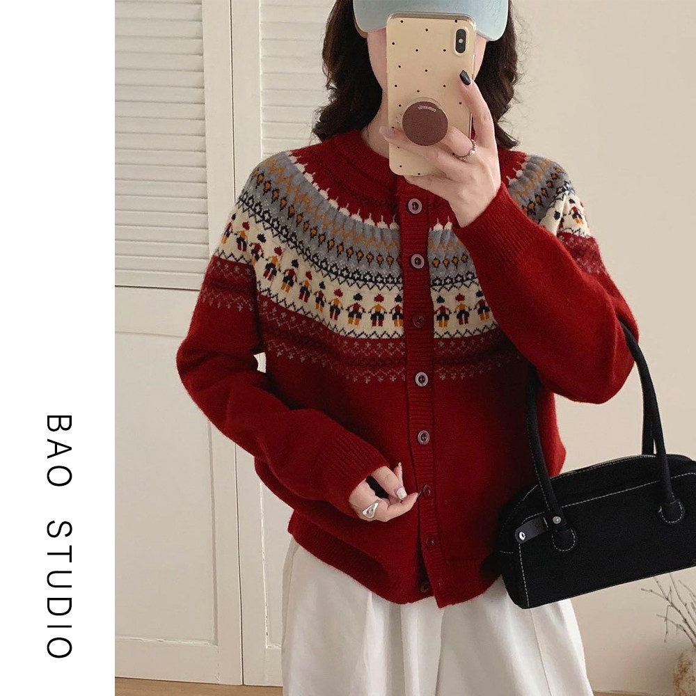 年货狂欢季 暖系费尔岛圆领外搭针织开衫女韩系春日穿搭毛衣外套,女装/女士精品,毛针织衫,淘宝优惠券,粉丝福利购,淘宝优惠卷