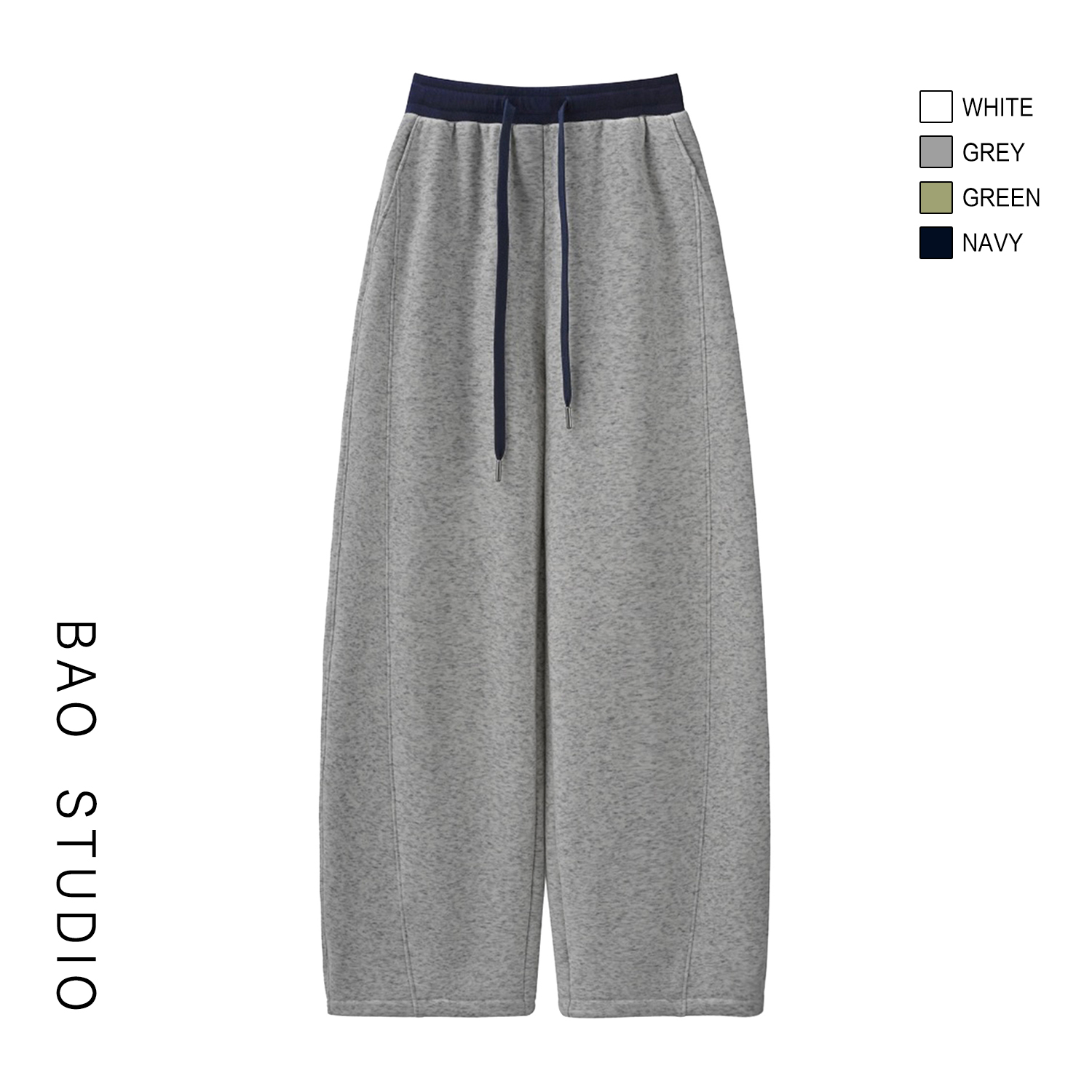 BAO STUDIO一条过冬韩系ins超柔不倒绒撞色腰边加绒休闲保暖卫裤