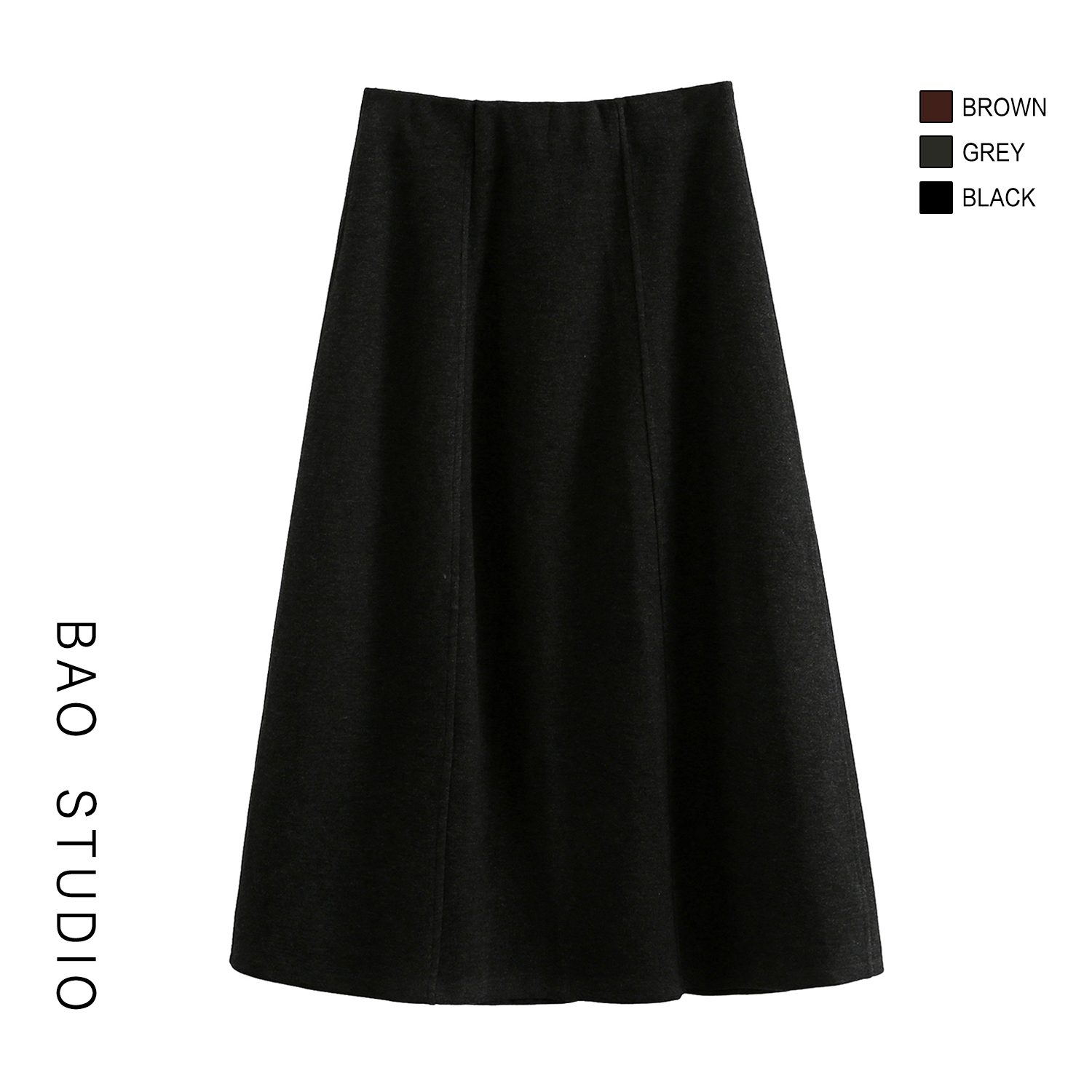 BAO STUDIO韩系气质醋酸羊毛显瘦花苞半身裙女秋冬季高腰中长伞裙