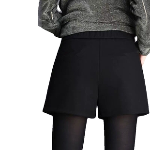 2025年新款高腰阔腿毛呢短裤女秋冬季宽松大码韩版A字松紧腰靴裤