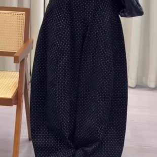 显瘦百搭灯芯绒弯刀加厚休闲裤 女秋冬垂感软糯高腰弹力宽松阔腿裤