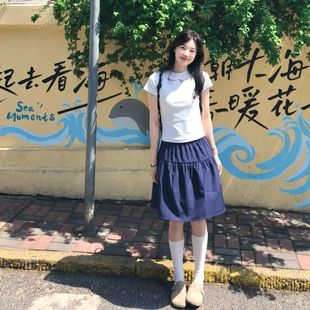 百褶半身裙半裙时尚 日系半身裙女夏2025新款 高腰显瘦伞裙a字短裙