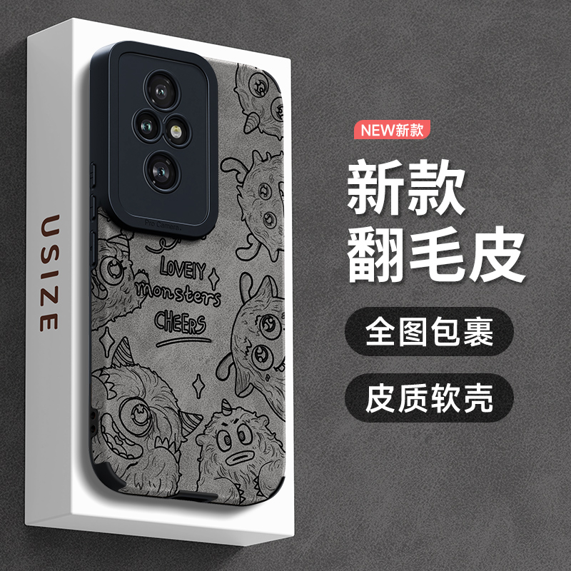 适用荣耀400翻毛皮手机壳秋冬