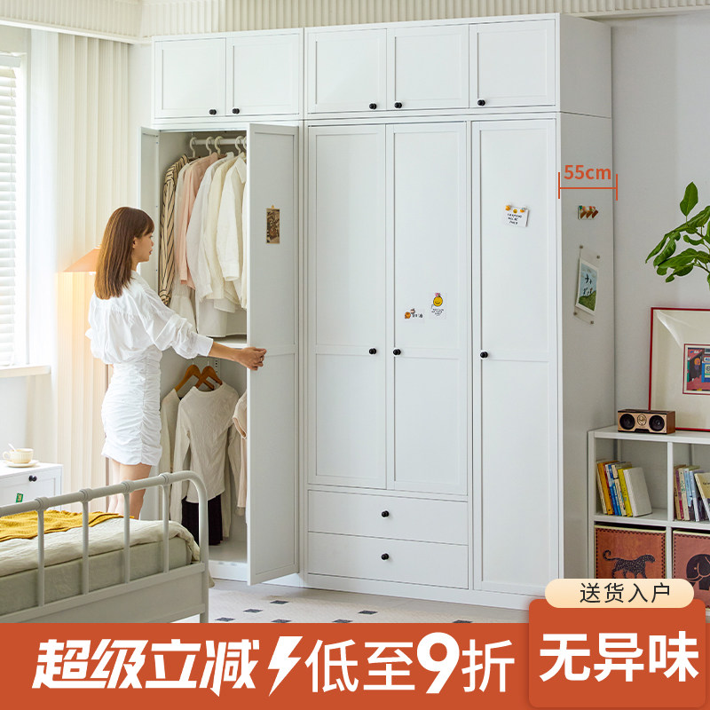 简约现代钢制衣柜家用卧室简易组装柜出租房小户型储物带抽屉衣橱