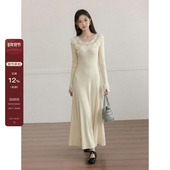 欧阳喜甄选 内搭长裙 修身 蕾丝月光 氛围感针织收腰连衣裙女春季