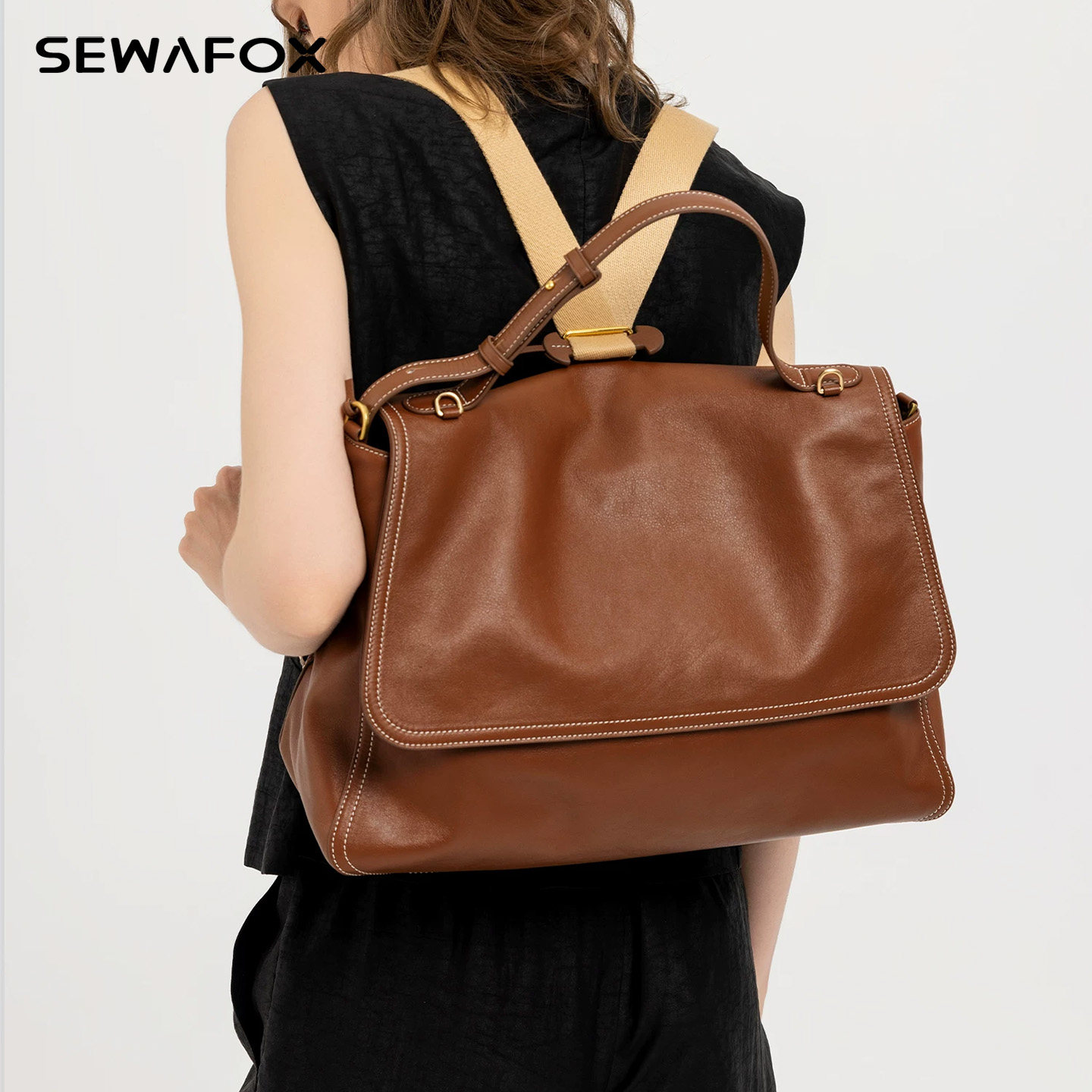 SEWAFOX高级感通勤上课斜跨包