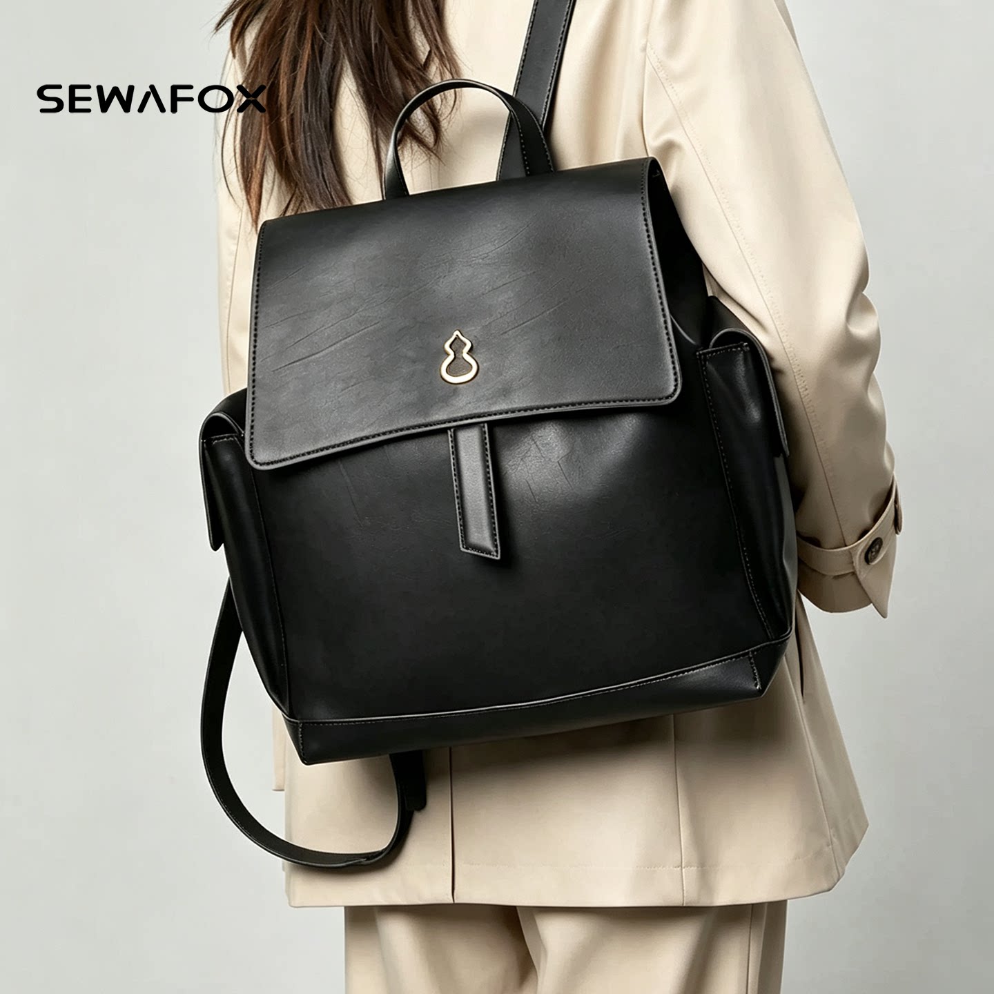 SEWAFOX小众设计感复古双肩包女