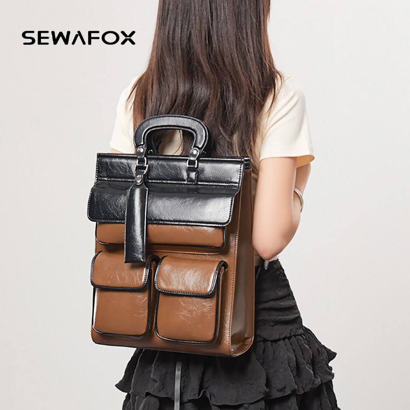 夹克包2026新款双肩包女设计感小众通勤高级感大学生书包电脑背包