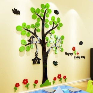水晶亚克力3d立体墙贴画男女孩宝宝幼儿园客厅卧室创意墙面装 饰品