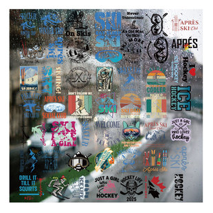 冬季 滑雪语录运动UV转印贴diy手账手机壳电动牙刷防水晶标杯贴纸