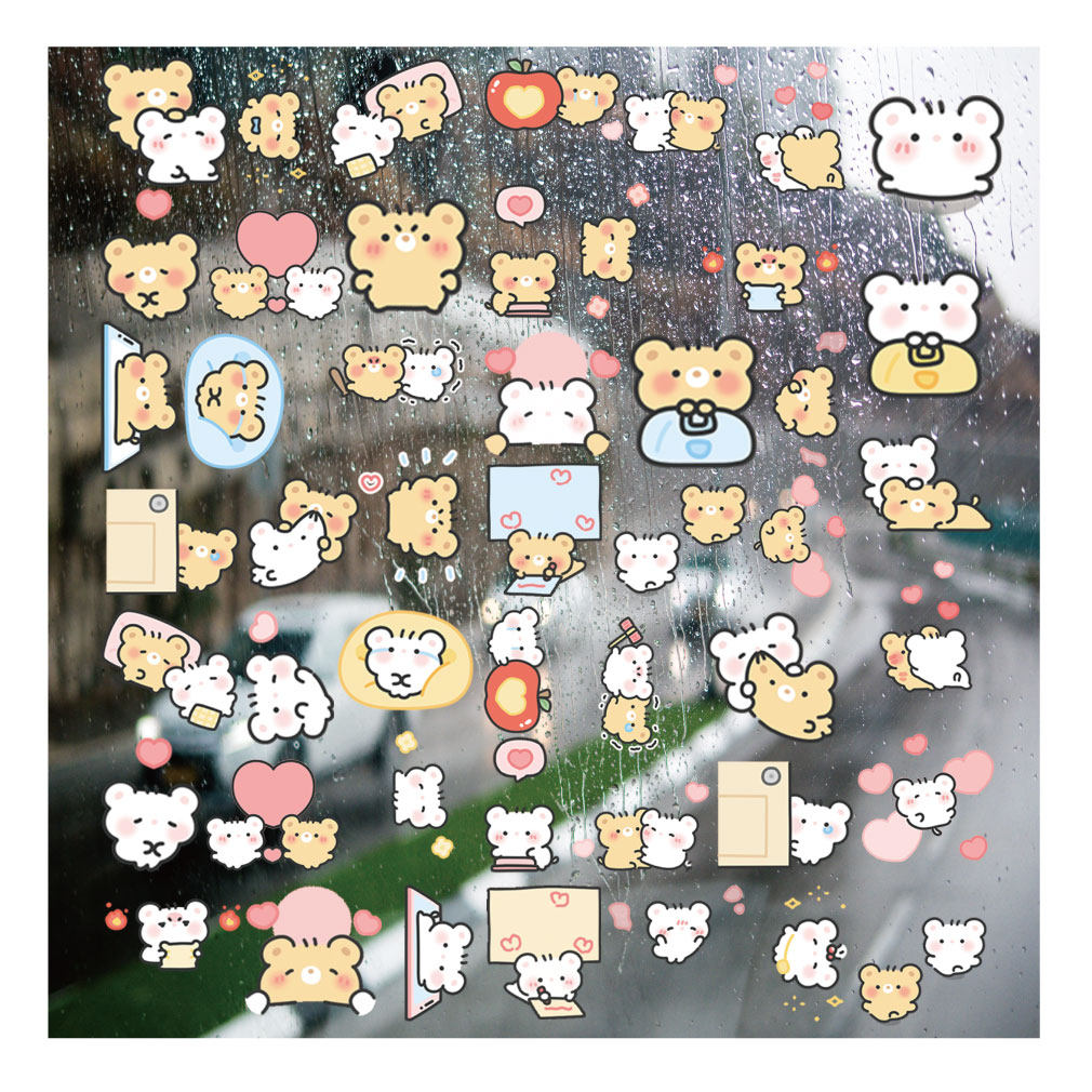 芝士小仓鼠情侣UV转印贴diy手账本手机壳电动牙刷防水晶标杯贴纸