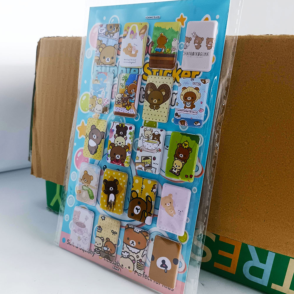 轻松熊3D加厚立体泡泡贴纸PVC人造皮革泡棉贴防水手帐本定制