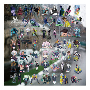 赛博朋克边缘行者UV转印贴diy手账本手机电动牙刷防水晶标杯贴纸